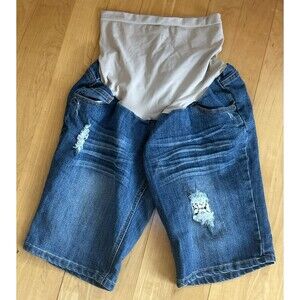 Dollhouse Denim Distressed Maternity Jean Lace Shorts Sz M You Are Beautiful